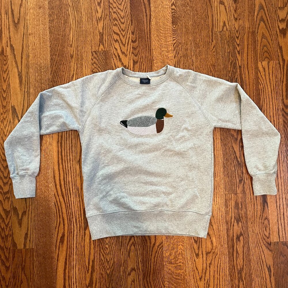 Edmmond Studios Grey Duck Crew Neck Sweatshirt - Mens Medium